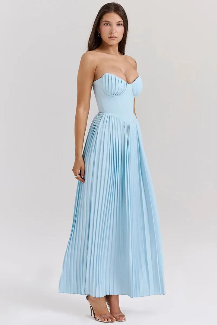 Theodora | Strapless Sweetheart Pleated Dress