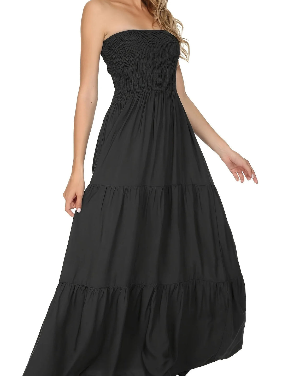 Calliope | Elegant Tiered Strapless Bandeau Dress