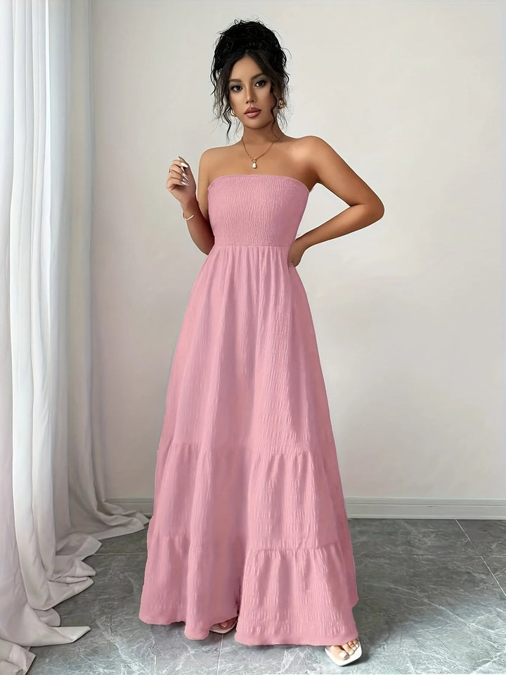 Freya | Elegant Strapless Tiered Bandeau Dress