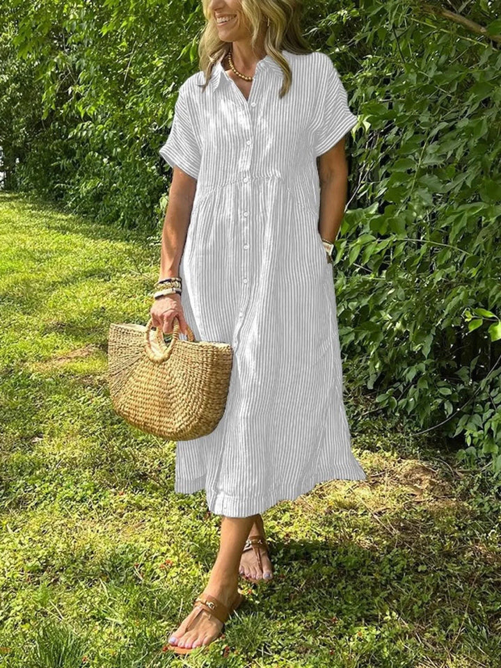 Harriet | Short Sleeve Striped Shirt Dress