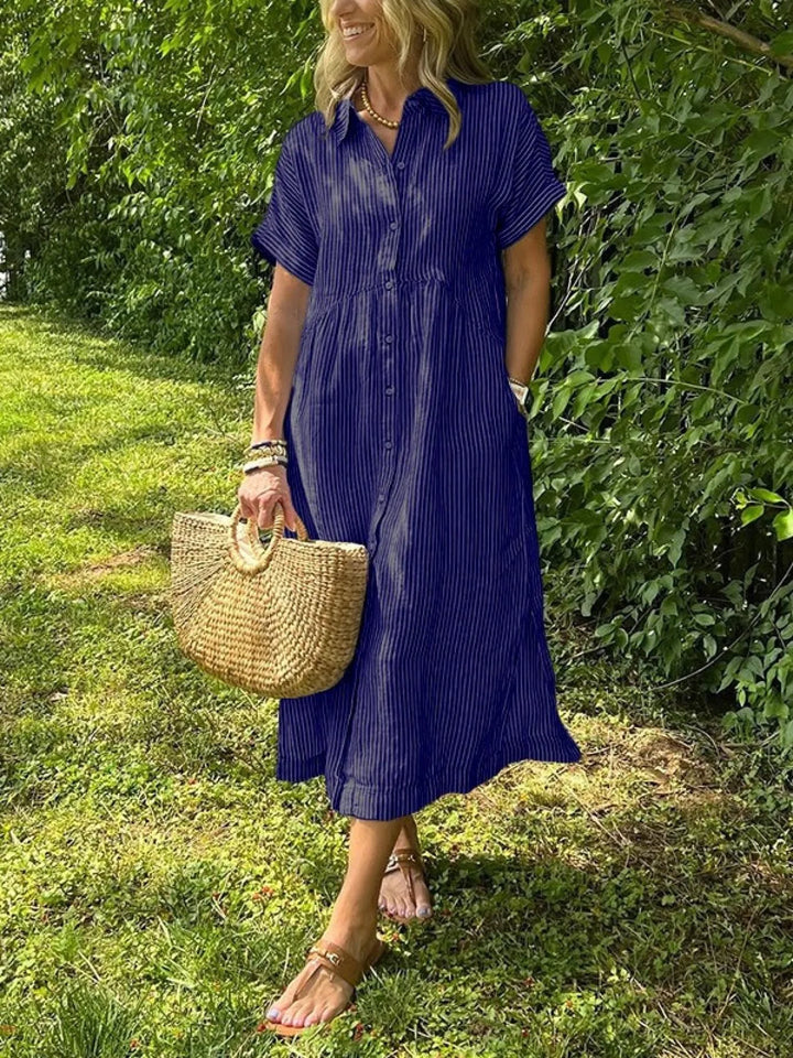 Harriet | Short Sleeve Striped Shirt Dress
