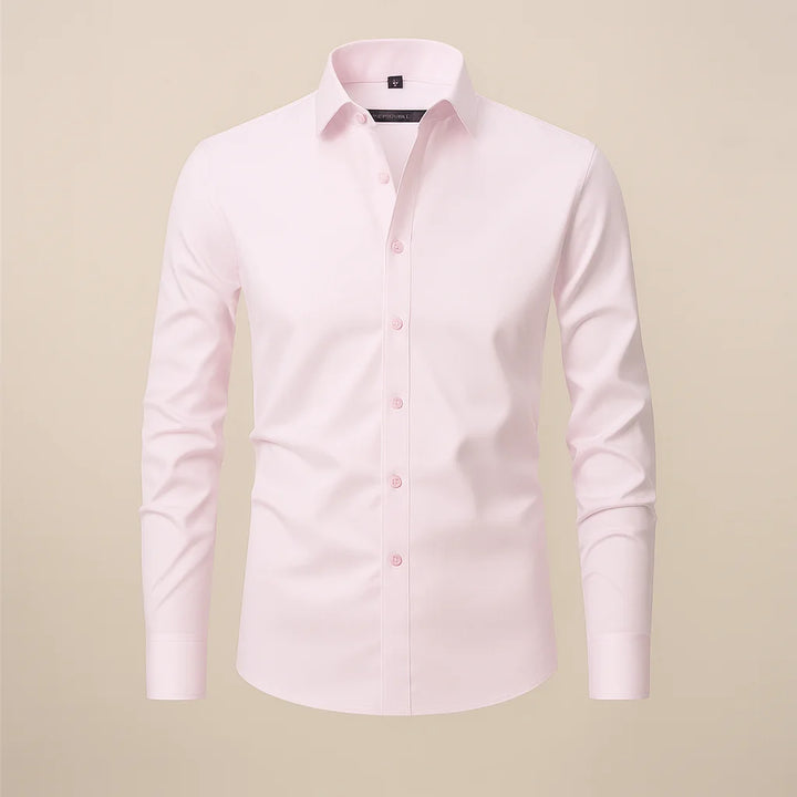 Light Pink Classic Long-Sleeved Shirt with Structured Fit - Flat Lay