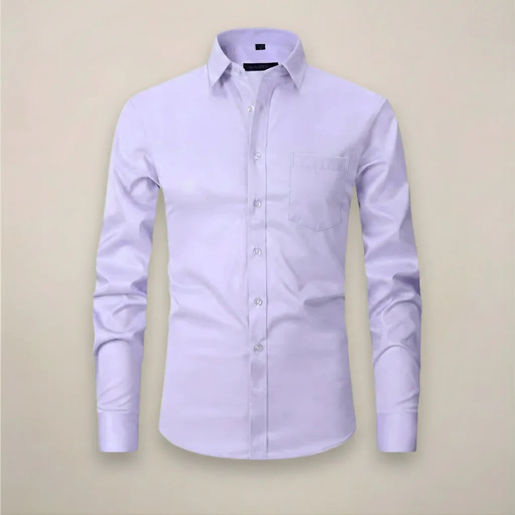 Lilac Classic Long-Sleeved Shirt with Structured Fit - Flat Lay