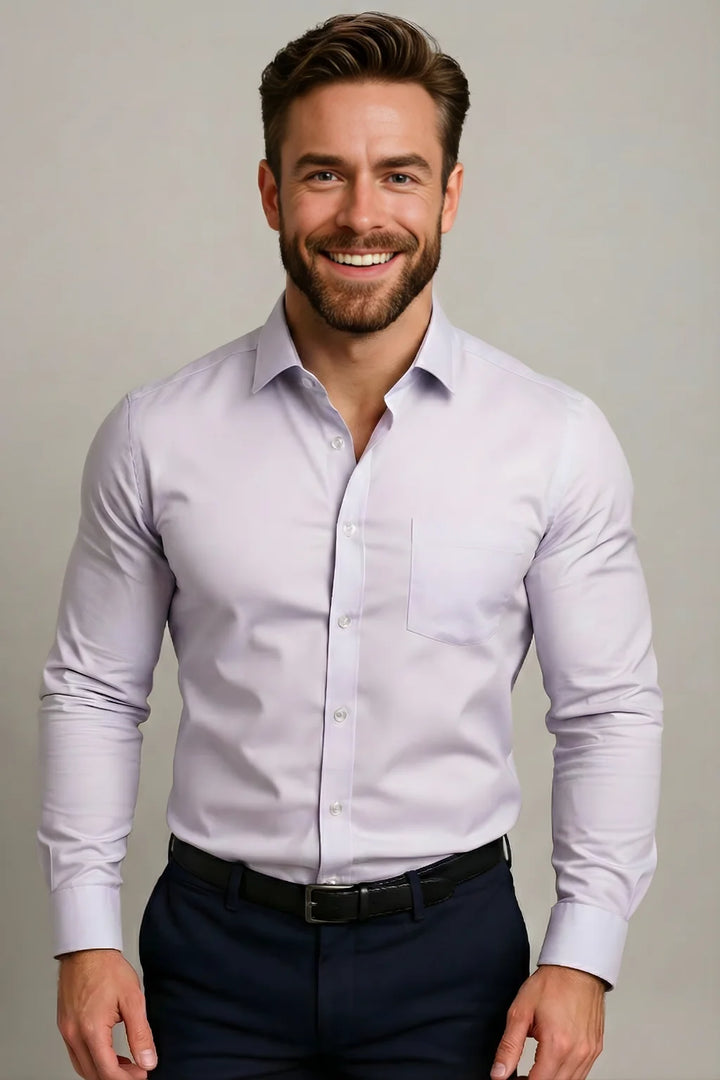 Lilac Classic Long-Sleeved Shirt with Structured Fit - Office Ready