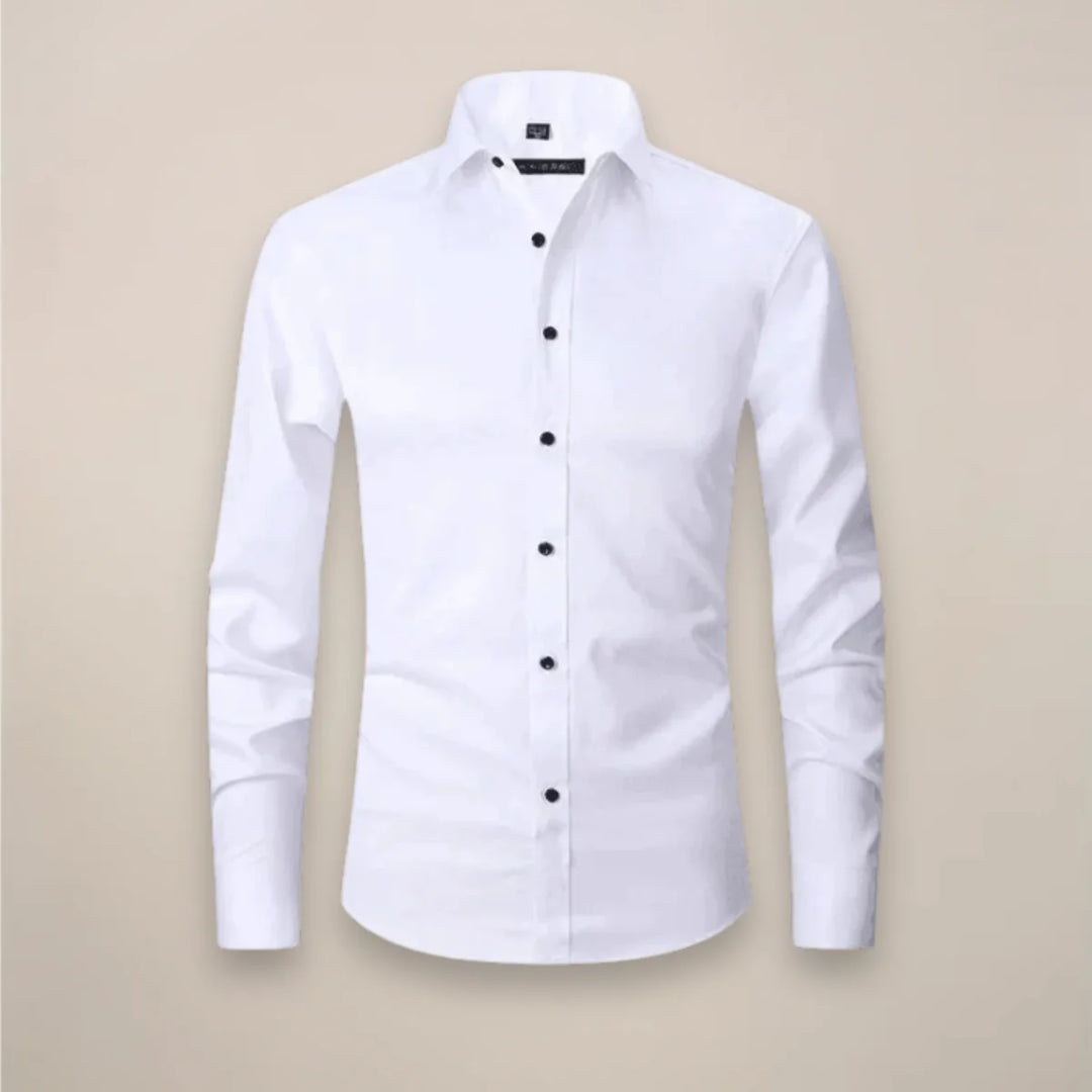 White Classic Long-Sleeved Shirt with Structured Fit - Studio