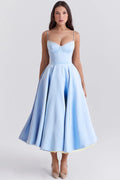 Women's Sweetheart Fit And Flare Dress — Marlowe Blue Bustier Style