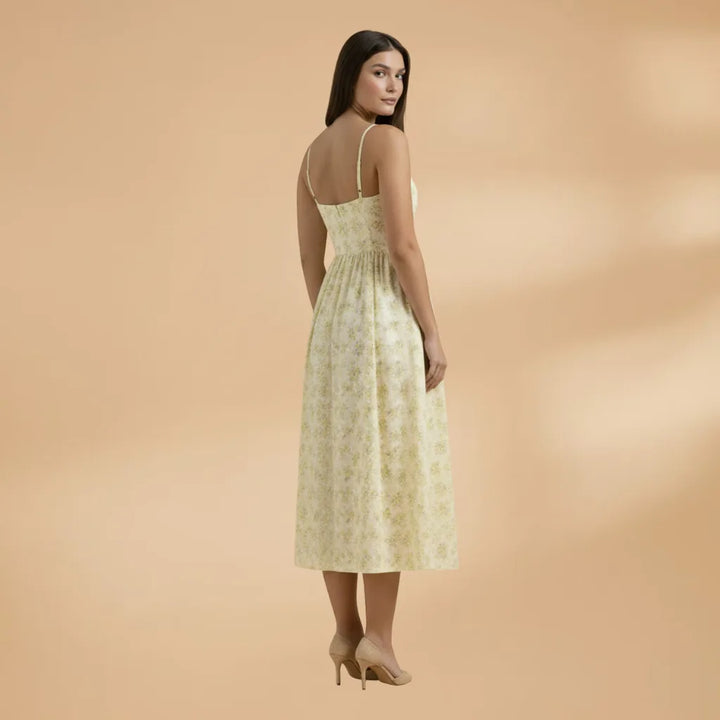 Harriet | Floral Print Sweetheart Midi Dress