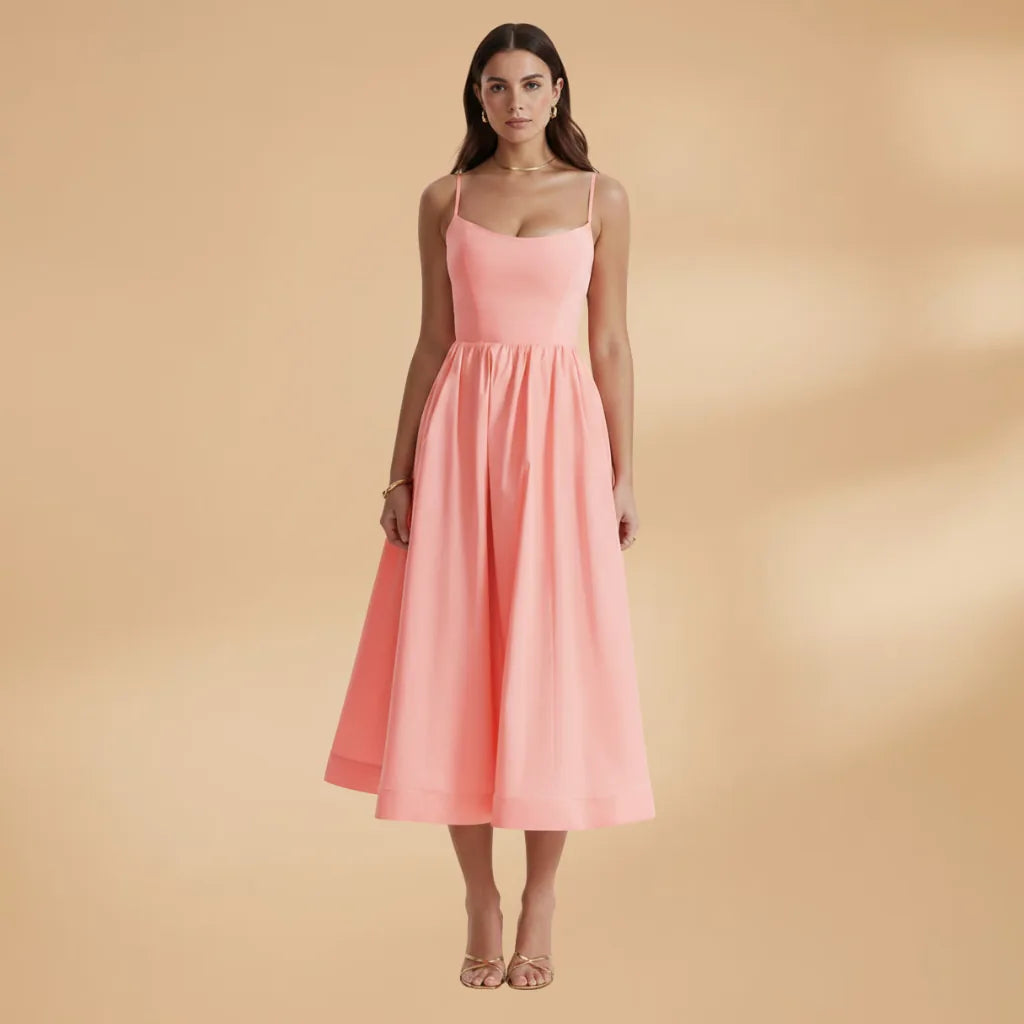 Harriet | Floral Print Sweetheart Midi Dress