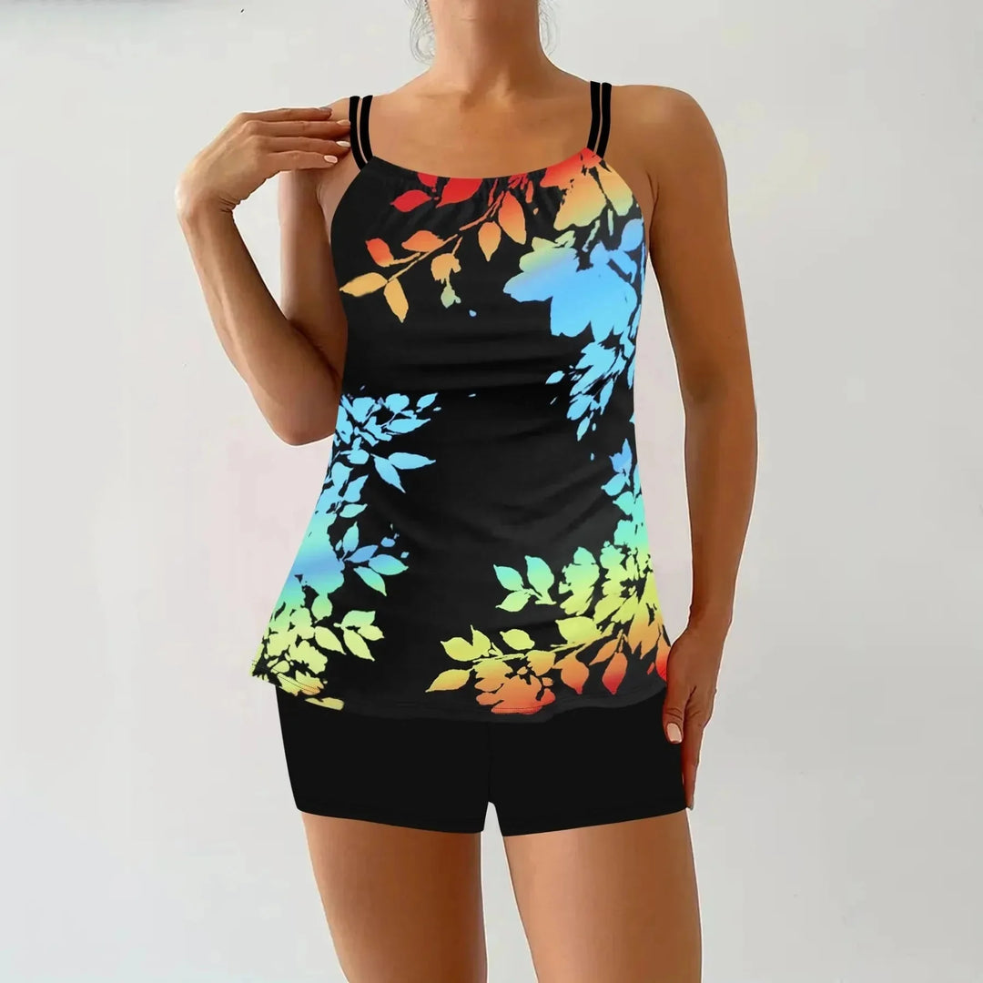 Mixed Women's Floral Tankini Set — Everly Double Strap Ruched Camille - Colors Front Studio