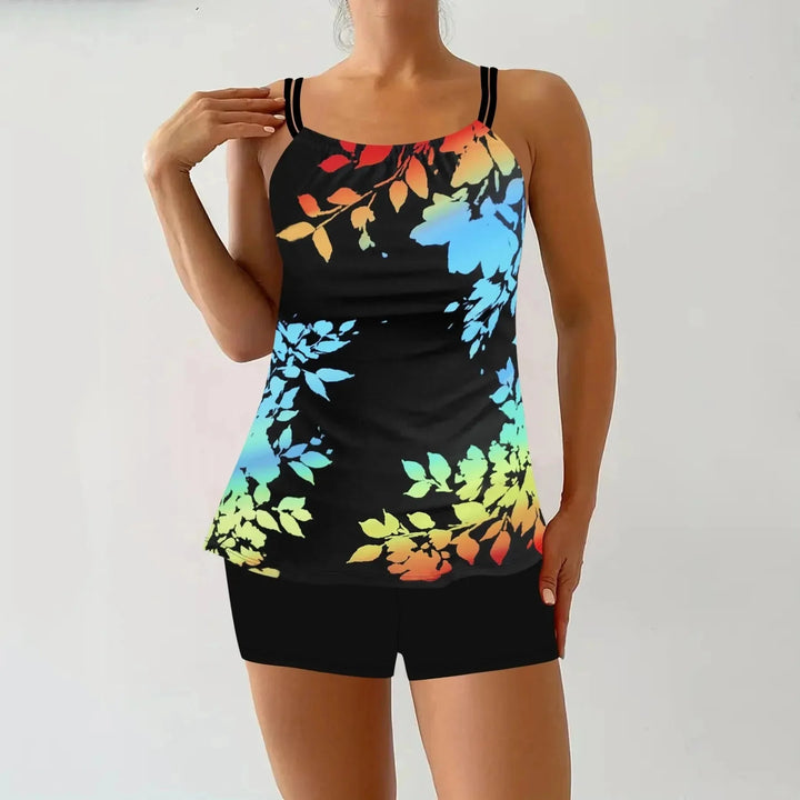Mixed Women's Floral Tankini Set — Everly Double Strap Ruched Camille - Colors Front Studio