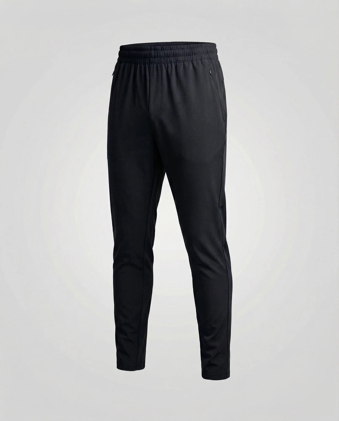 Black Men's Tapered Joggers with Elastic Waist - Studio Pose