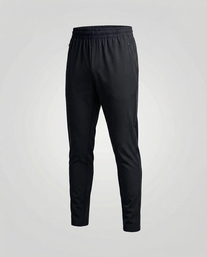 Black Men's Tapered Joggers with Elastic Waist - Studio Pose