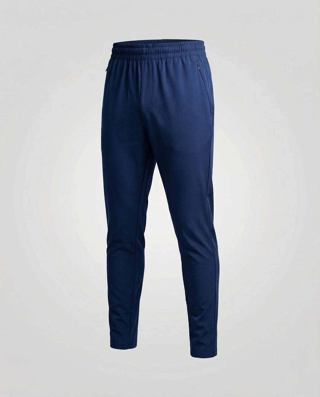 Navy Blue Men's Tapered Joggers with Elastic Waist - Flat Lay