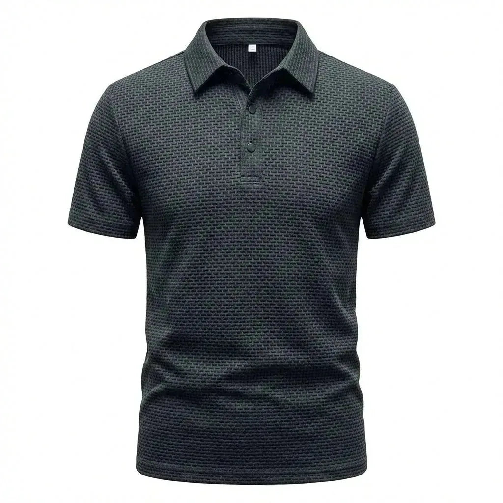 Theo | Textured Weave Short Sleeve Polo Shirt