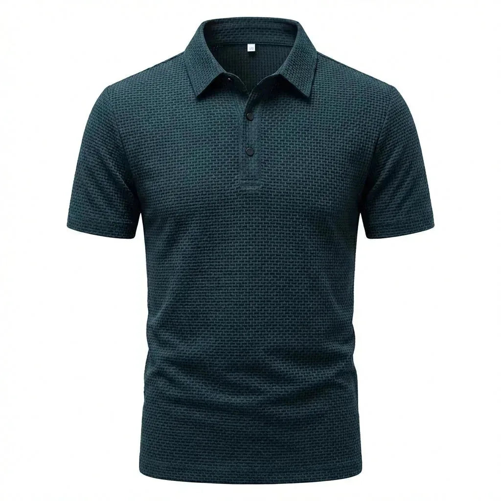 Theo | Textured Weave Short Sleeve Polo Shirt