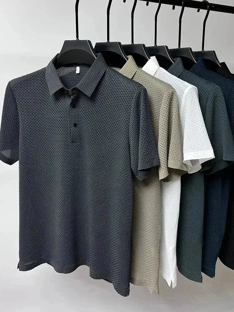 Theo | Textured Weave Short Sleeve Polo Shirt