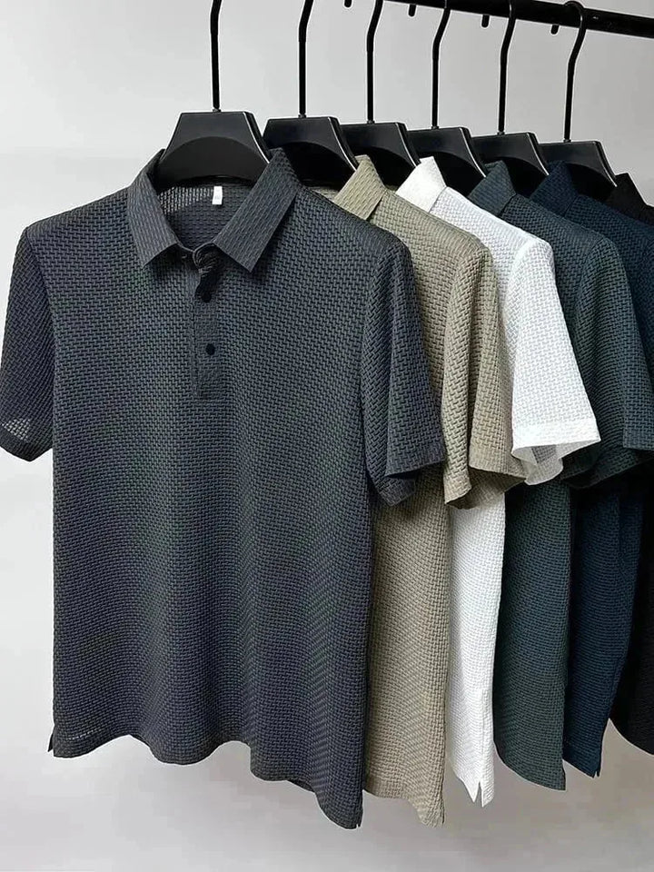 Theo | Textured Weave Short Sleeve Polo Shirt