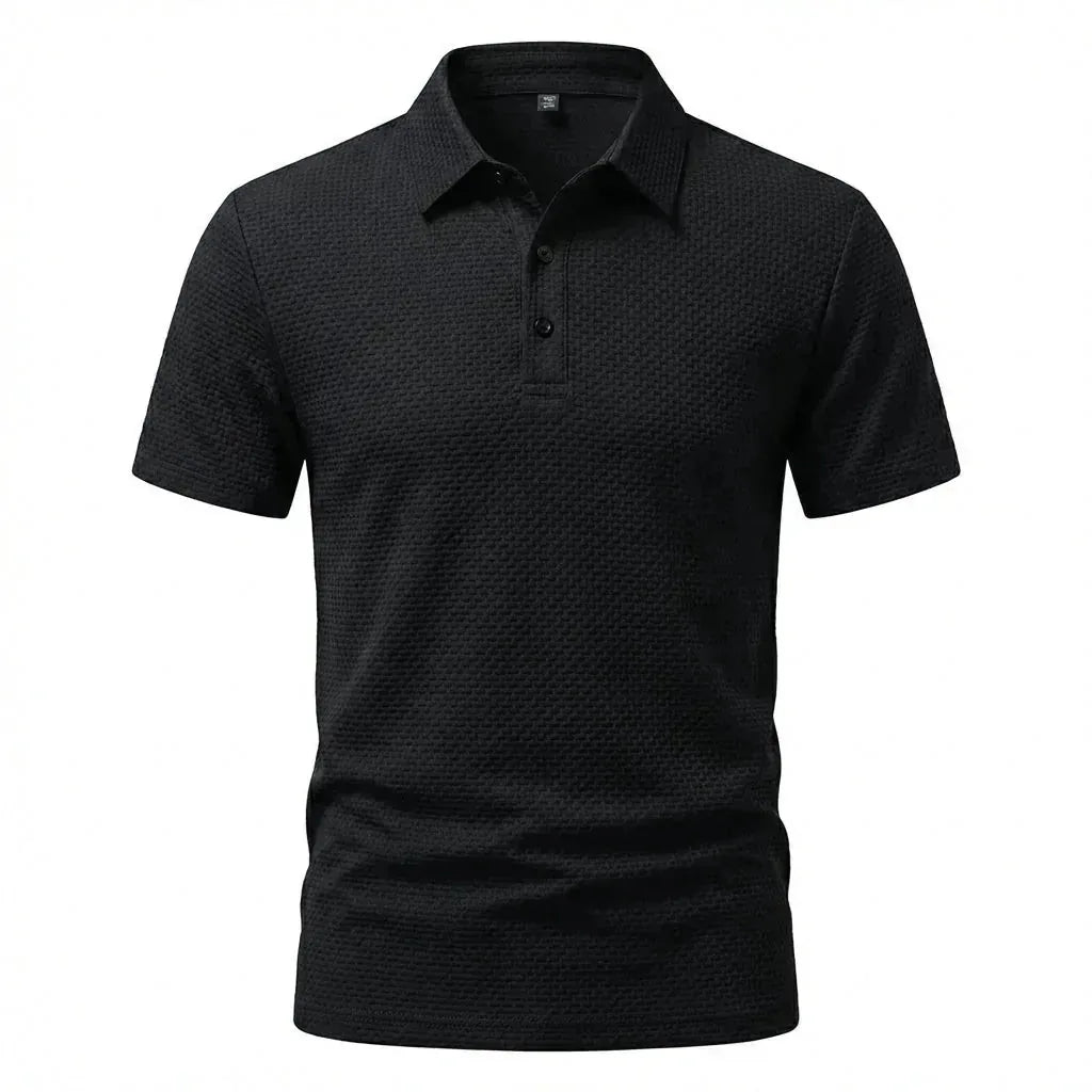 Theo | Textured Weave Short Sleeve Polo Shirt
