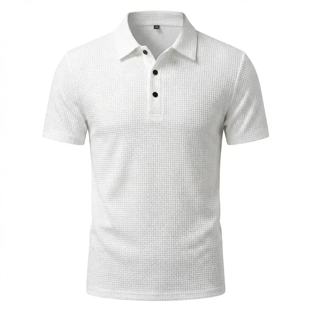 Theo | Textured Weave Short Sleeve Polo Shirt