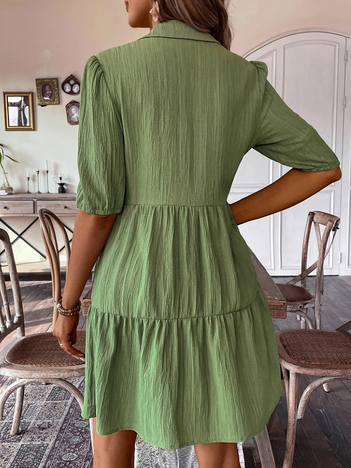 Nina | Tiered A-Line Shirt Dress with Button Front