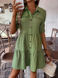 Nina | Tiered A-Line Shirt Dress with Button Front