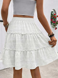 Women's Tiered Drawstring White Skirt — Liv High-Waisted Mini