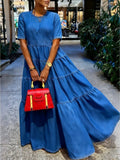 Emma | Tiered Ruffle Maxi Dress Denim Blue
