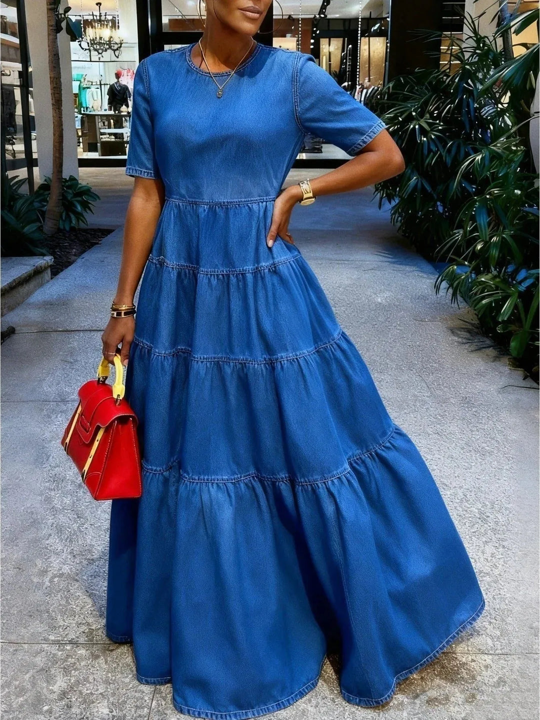 Emma | Tiered Ruffle Maxi Dress Denim Blue