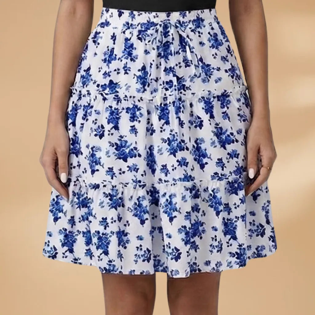 Stella | Floral Tiered Ruffle Skirt with Drawstring