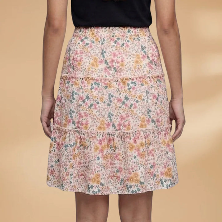 Stella | Floral Tiered Ruffle Skirt with Drawstring