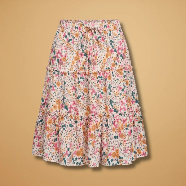 Stella | Floral Tiered Ruffle Skirt with Drawstring