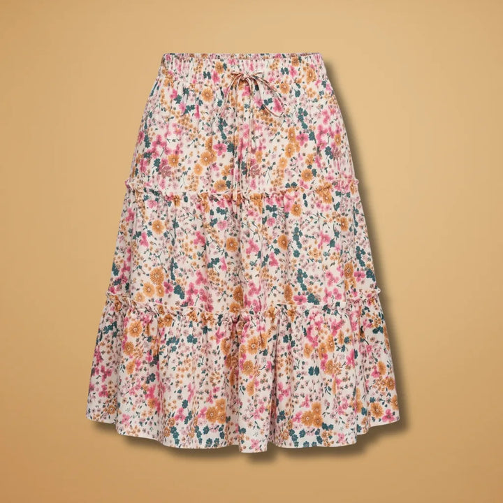 Stella | Floral Tiered Ruffle Skirt with Drawstring