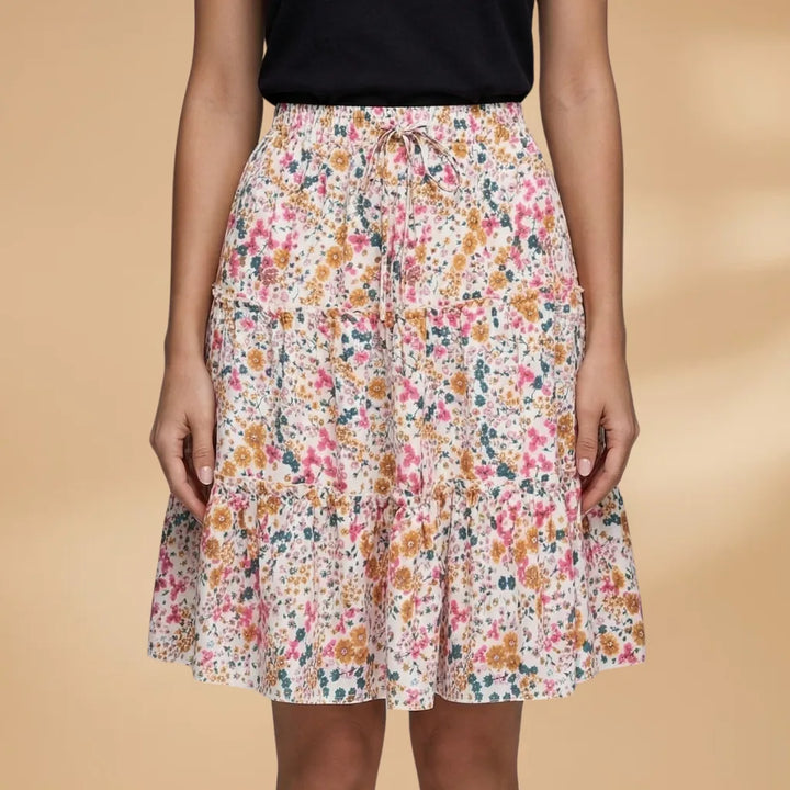Stella | Floral Tiered Ruffle Skirt with Drawstring