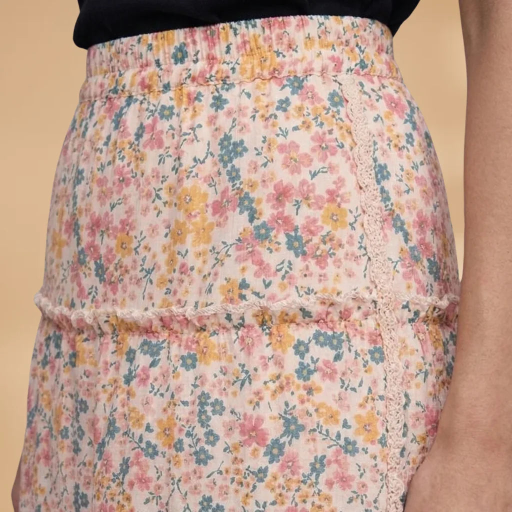 Stella | Floral Tiered Ruffle Skirt with Drawstring