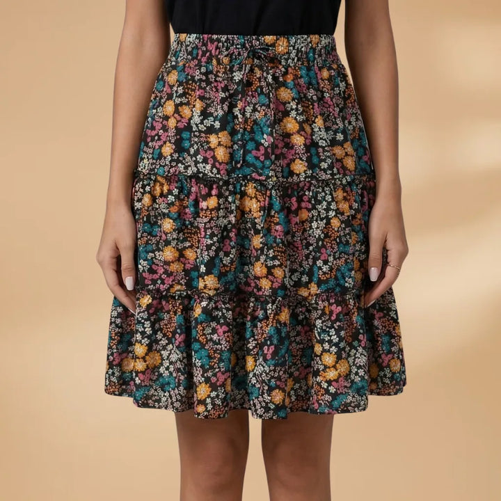 Stella | Floral Tiered Ruffle Skirt with Drawstring