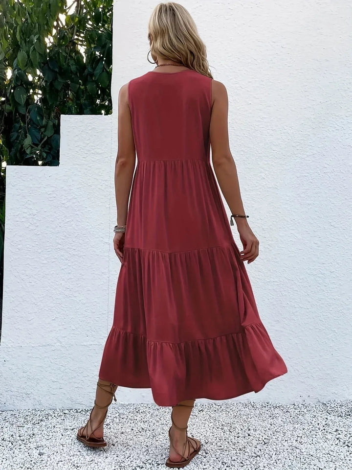 Gabrielle | Stylish Tiered V-Neck Ruffle Maxi Dress