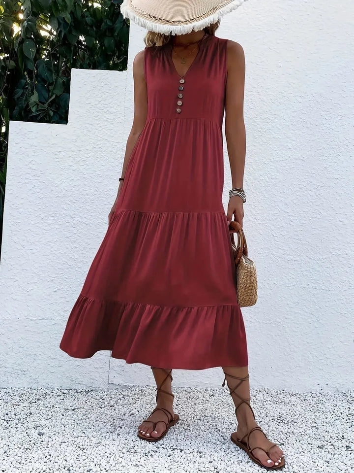Gabrielle | Stylish Tiered V-Neck Ruffle Maxi Dress