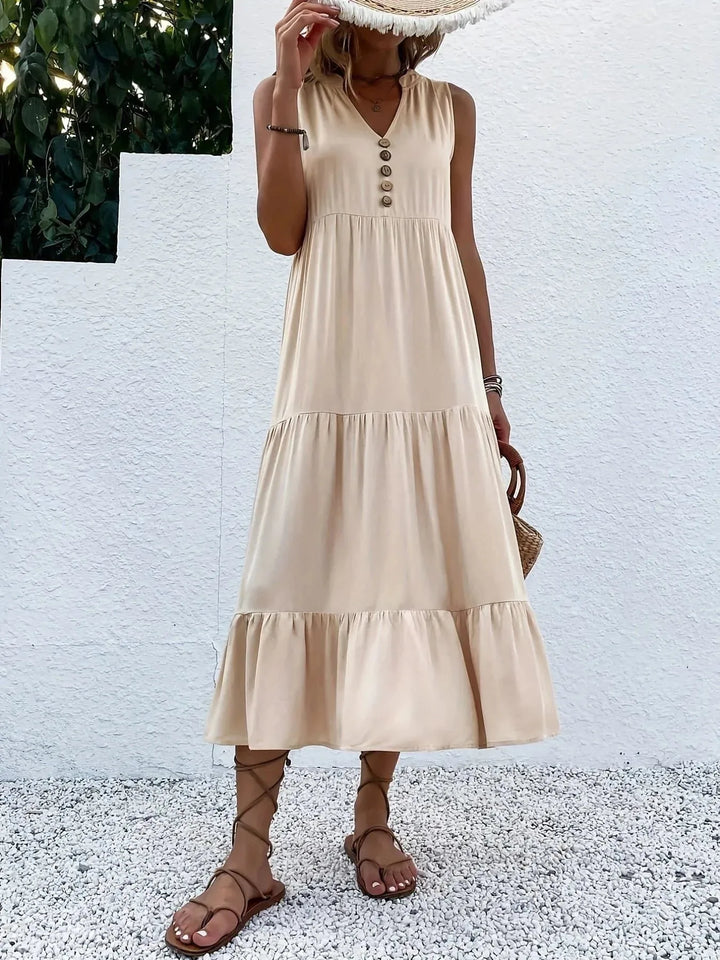 Gabrielle | Stylish Tiered V-Neck Ruffle Maxi Dress