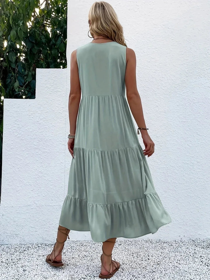 Gabrielle | Stylish Tiered V-Neck Ruffle Maxi Dress