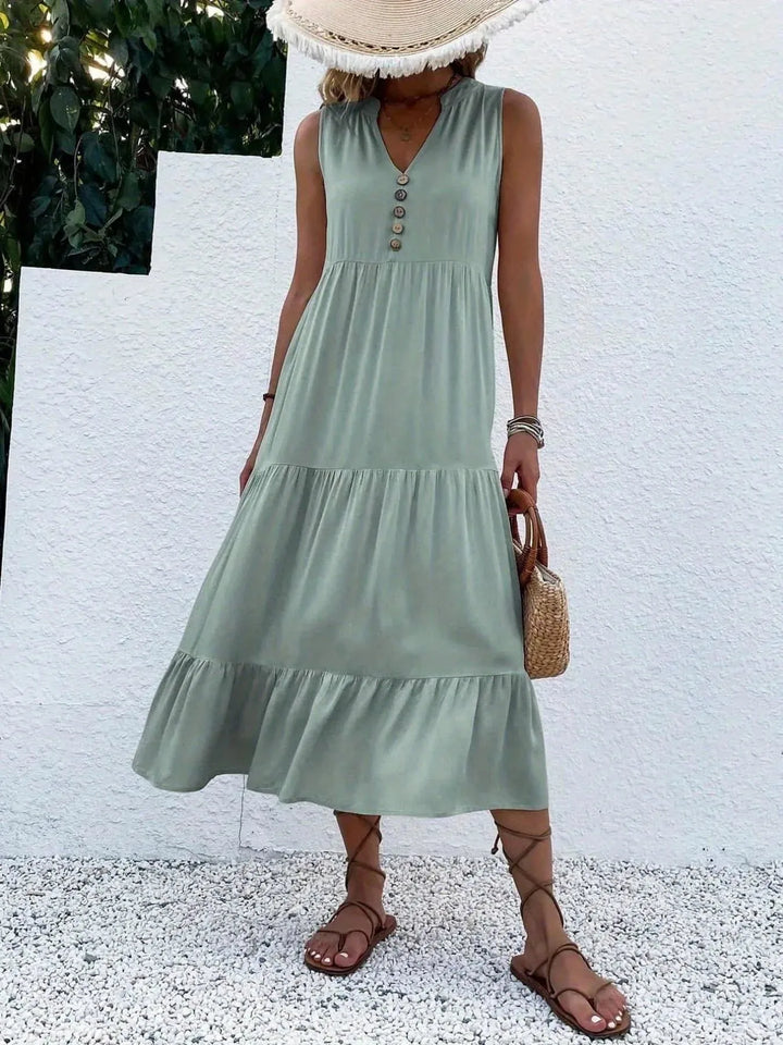 Gabrielle | Stylish Tiered V-Neck Ruffle Maxi Dress