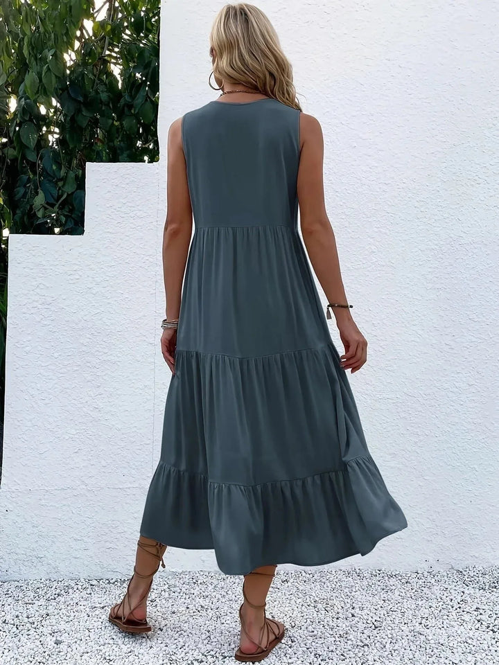 Gabrielle | Stylish Tiered V-Neck Ruffle Maxi Dress