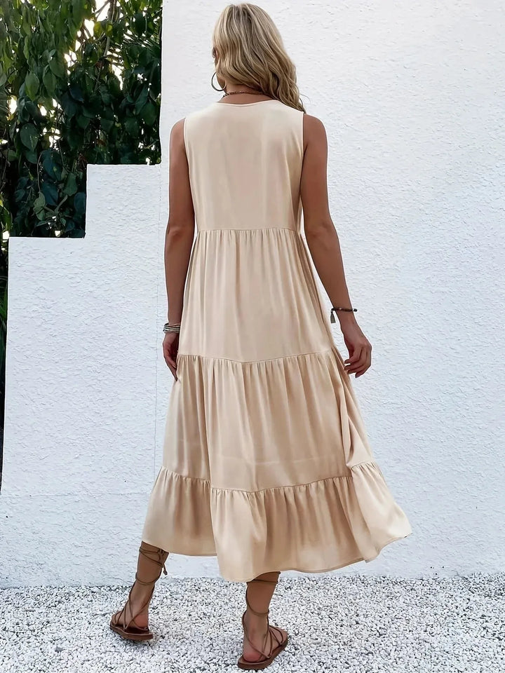 Gabrielle | Stylish Tiered V-Neck Ruffle Maxi Dress