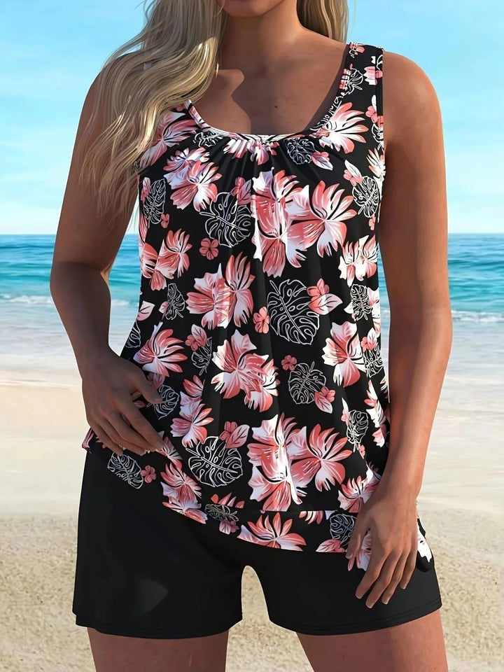 Margaret | Flattering Tropical Floral Tankini Set