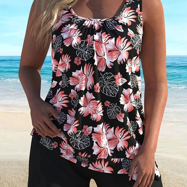 Margaret | Flattering Tropical Floral Tankini Set