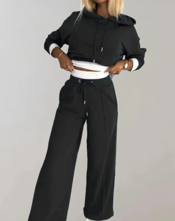 Women's Two Piece Tracksuit — Rosie Cropped Hoodie Wide-Leg