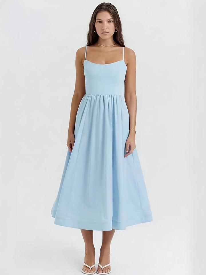 Sienna | Sleeveless U-Neck Baby Blue Dress
