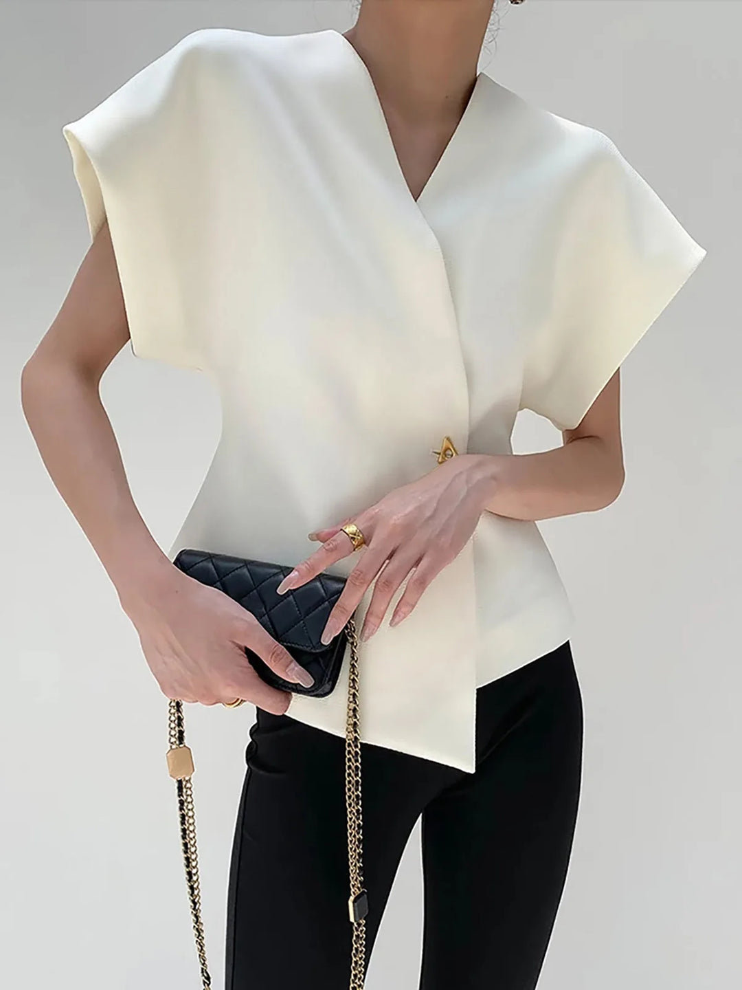 Grace | Chic V-Neck Button Down Blouse