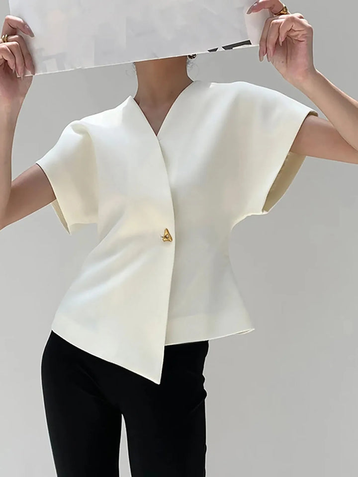 Grace | Chic V-Neck Button Down Blouse