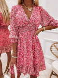 Naomi | V-Neck Flutter Sleeve Floral Mini Dress