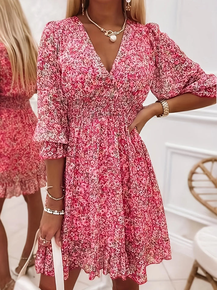 Naomi | V-Neck Flutter Sleeve Floral Mini Dress